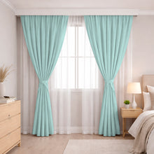 Cargar imagen en el visor de la galería, Juego De Cortinas En Tela Enila para RIEL 2 Paños Dobles - Varios Tamaños