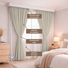 Cargar imagen en el visor de la galería, Juego De Cortinas En Tela Enila para RIEL 2 Paños Dobles - Varios Tamaños