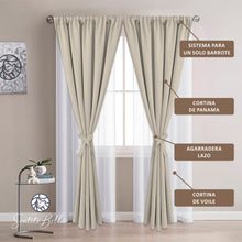 Cargar imagen en el visor de la galería, Juego De Cortinas En Tela Enila 2 Paños Dobles - Varios Tamaños