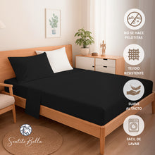 Cargar imagen en el visor de la galería, Juego de Sábanas - 1 Plaza y Media Liso + REGALO - VARIOS COLORES