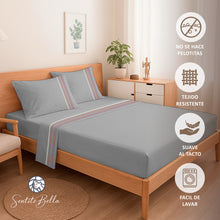 Cargar imagen en el visor de la galería, Juego de Sábanas Multiaguja - 2 Plazas Liso + REGALO