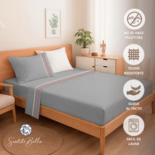 Cargar imagen en el visor de la galería, Juego de Sábanas Multiaguja - 1 Plaza Liso + REGALO