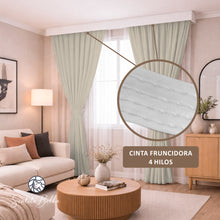 Cargar imagen en el visor de la galería, Juego De Cortinas En Tela Enila para RIEL 2 Paños Dobles - Varios Tamaños