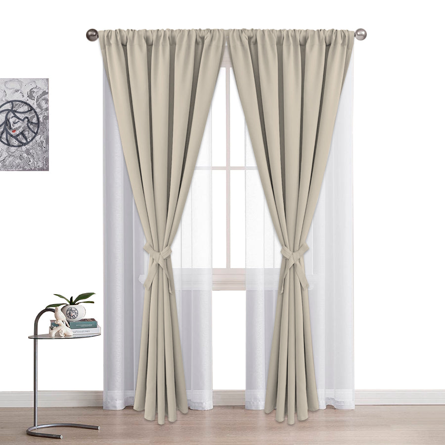Juego De Cortinas En Tela Enila 2 Paños Dobles -  Varios Tamaños