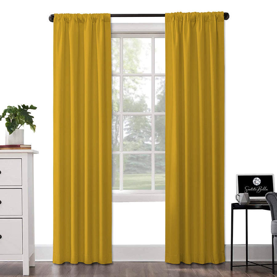 Juego De 2 Cortinas En Tela Panama - Varios Tamaños
