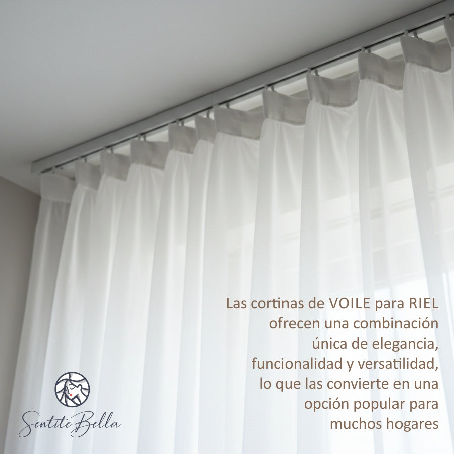 Juego De 2 Cortinas En Tela Voile Bual PARA RIEL