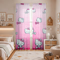 Juego De 2 Cortinas Disney En Tela Voile Bual 150x210 / Diseño Hello Kitty