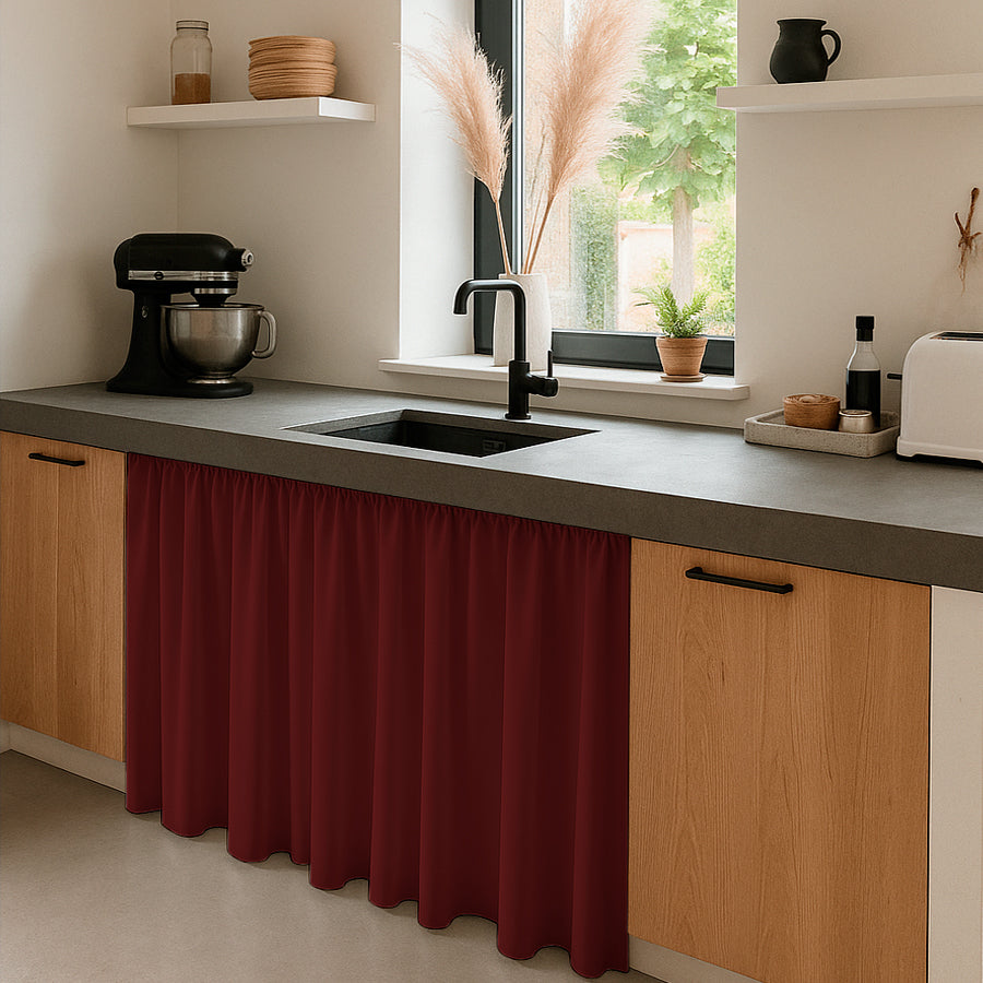 Cortina de Cocina Bajo Mesada en Tela Panama de Colores 80x150 cm