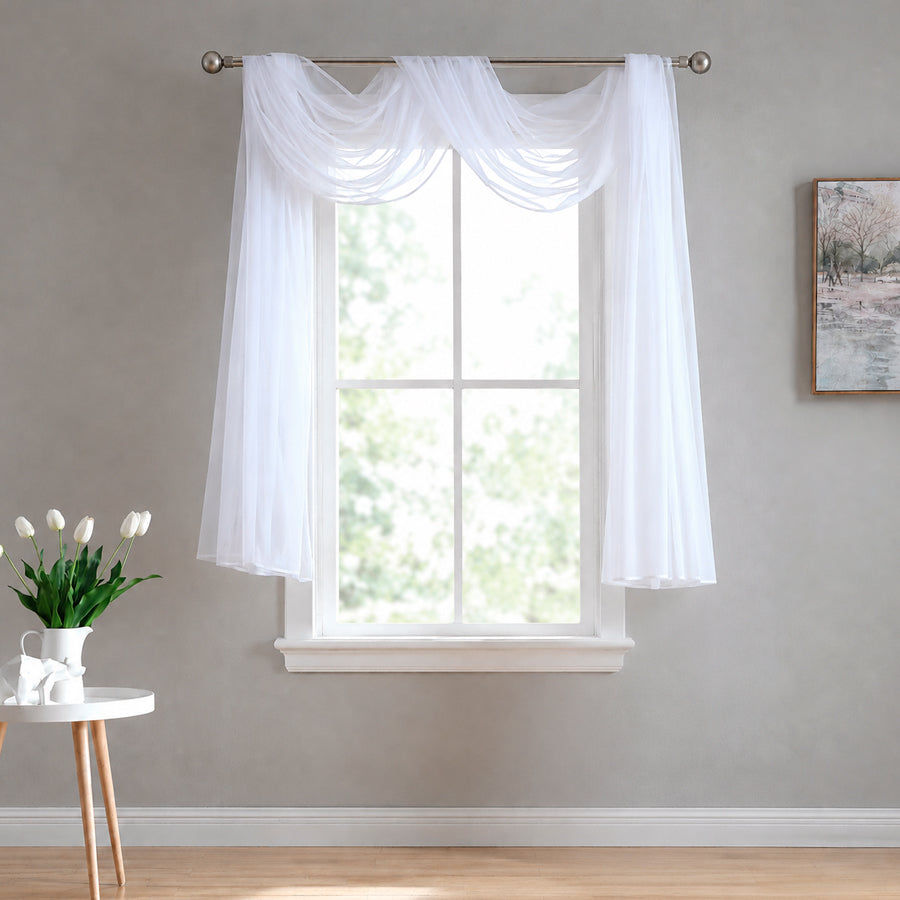 Set x 2 Cortina Cenefa de Voile Traslúcido para Ventana, Dormitorio o Decoracion Fiestas y Eventos