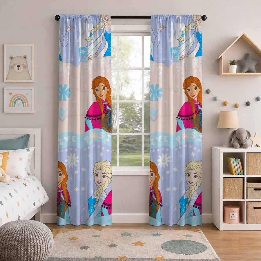 Juego De 2 Cortinas Infantil 150x210 / Diseño Frozen