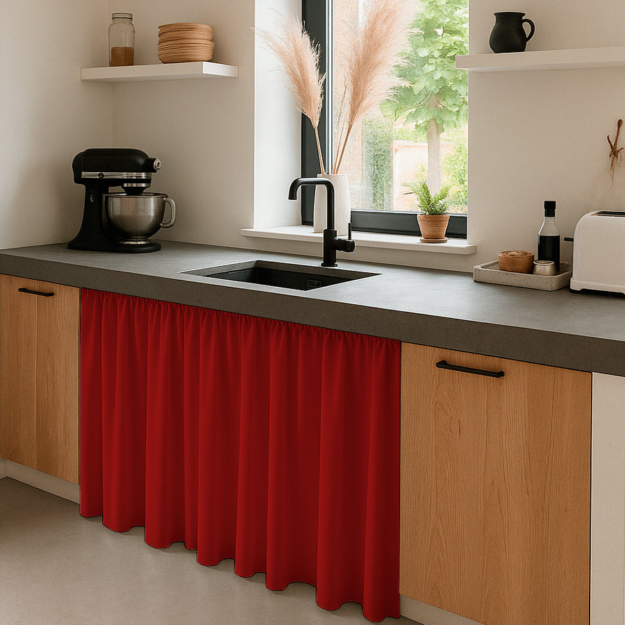 Cortina de Cocina Bajo Mesada en Tela Panama de Colores 80x150 cm