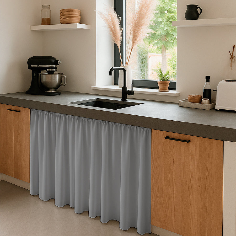 Cortina de Cocina Bajo Mesada en Tela Panama de Colores 80x150 cm
