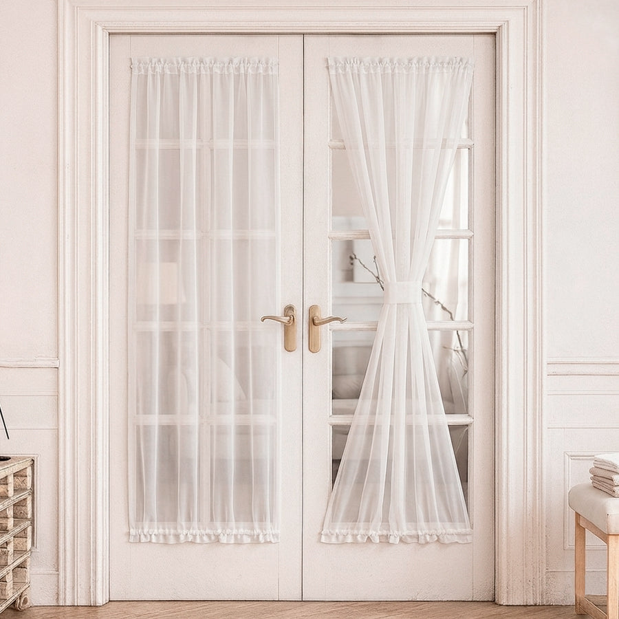 Juego Cortinas para Puerta Francesa en Tela VOILE - Varios Tamaños