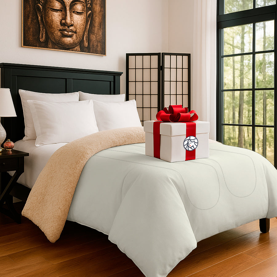 Acolchado con Corderito - 1 Plaza y Medio Liso + REGALO