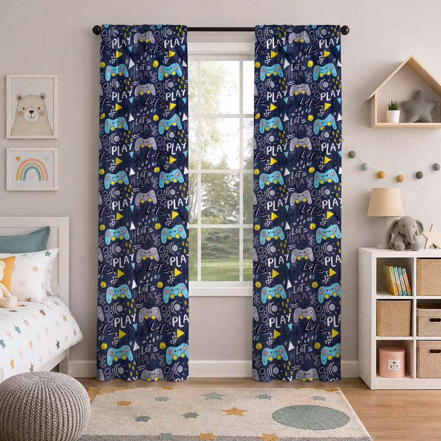 Juego De 2 Cortinas Infantil 150x210 / Diseño Gamer