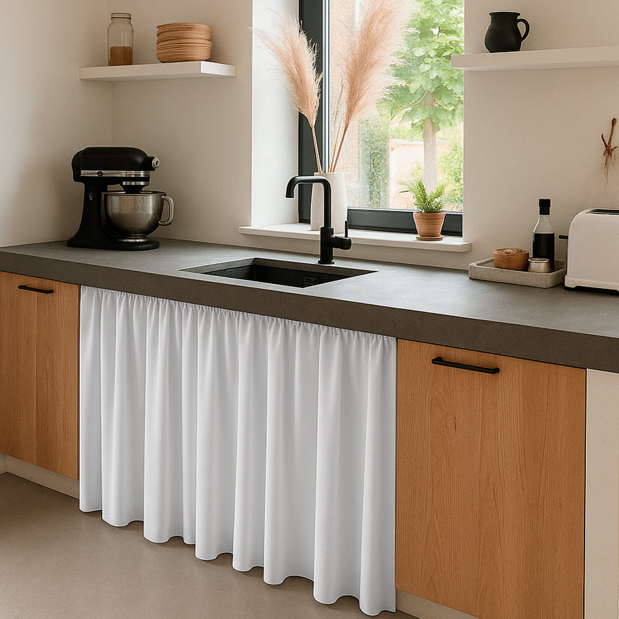 Cortina de Cocina Bajo Mesada en Tela Panama de Colores 80x150 cm