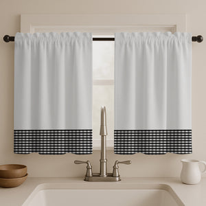 Juego Cortinas de Cocina Tela Panama Cuadrille 145x100 cm - Varios Colores