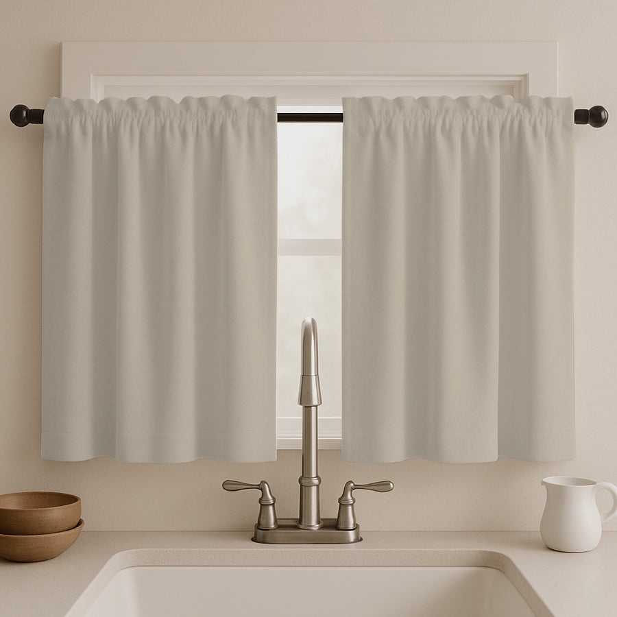 Juego Cortinas de Cocina Tela Panama 145x100 cm - Varios Colores