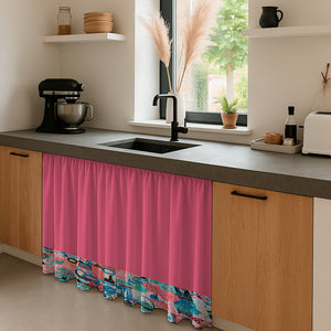 Cortina de Cocina Bajo Mesada en Tela Panama con Diseño 80x150 cm