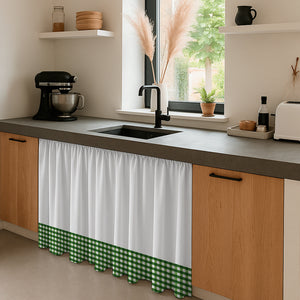 Cortina de Cocina Bajo Mesada en Tela Panama Cuadrille 80x150 cm