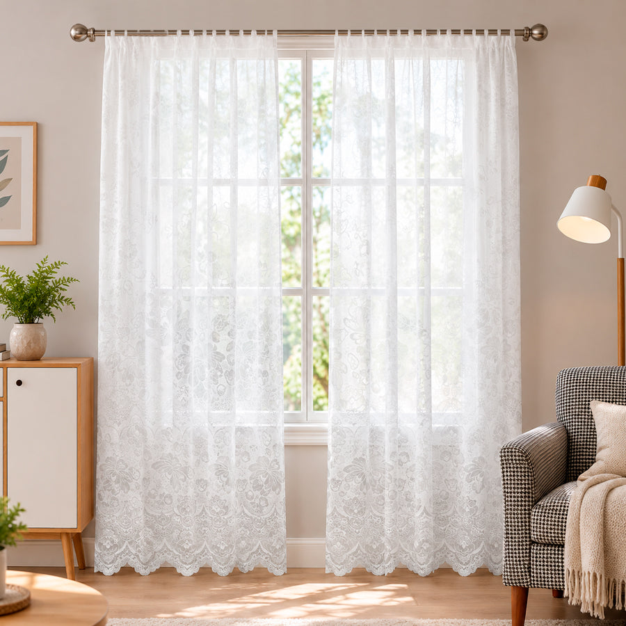 Juego De 2 Cortinas En Tela Jacquard Hojas 150x210