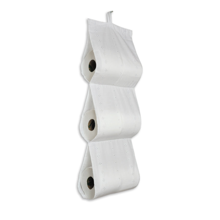 Porta Rollo Papel Higienico Baño Triple de Tela Broderie