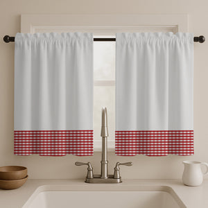 Juego Cortinas de Cocina Tela Panama Cuadrille 145x100 cm - Varios Colores
