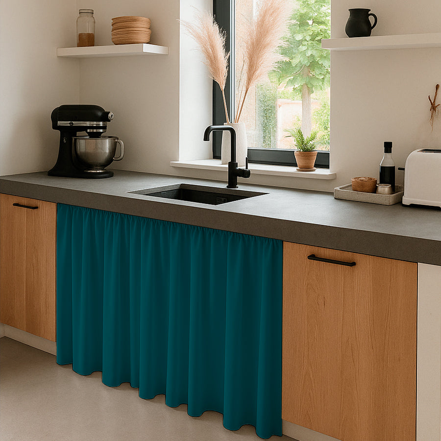 Cortina de Cocina Bajo Mesada en Tela Panama de Colores 80x150 cm