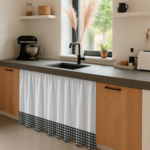 Cortina de Cocina Bajo Mesada en Tela Panama Cuadrille 80x150 cm