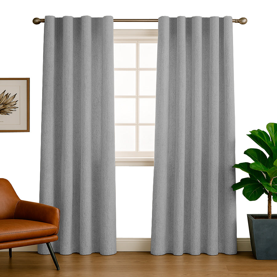 Juego De 2 Cortinas En Tela Rustica - Varios Tamaños