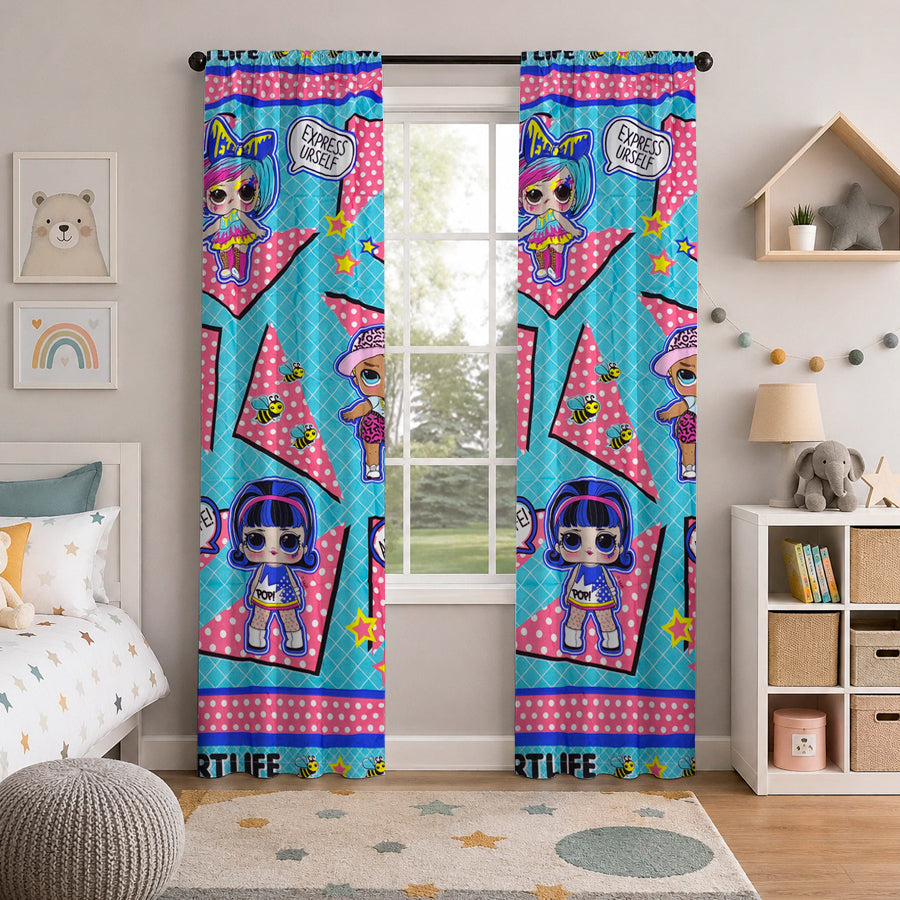 Juego De 2 Cortinas Infantil 150x210 / Diseño LOL