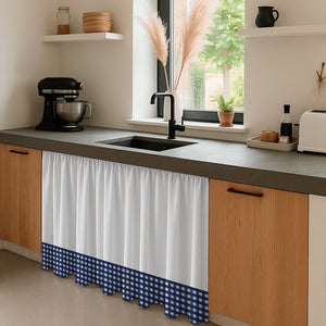 Cortina de Cocina Bajo Mesada en Tela Panama Cuadrille 80x150 cm