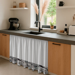 Cortina de Cocina Bajo Mesada en Tela Panama con Diseño 80x150 cm