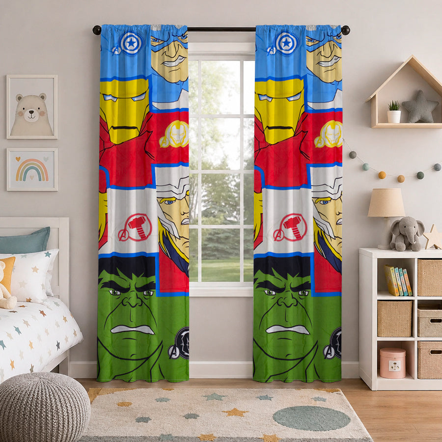 Juego De 2 Cortinas Infantil 150x210 / Diseño Avenger Grande