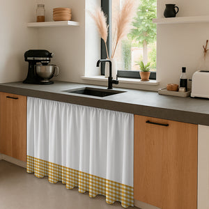 Cortina de Cocina Bajo Mesada en Tela Panama Cuadrille 80x150 cm