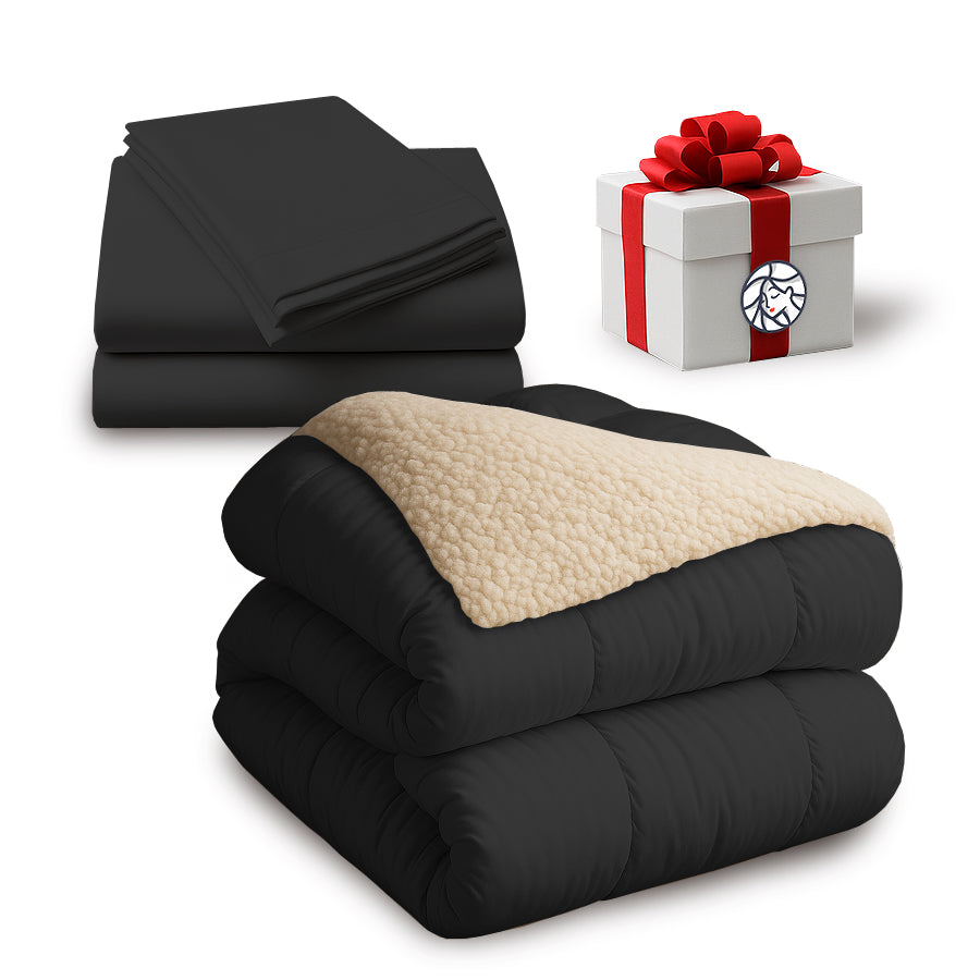 1 Plaza y Media Acolchado CORDERITO + Sabanas + Fundas Almohadas + REGALO Combo