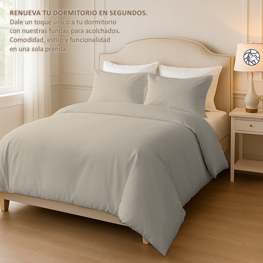 Funda Nordica para Acolchado + Funda Almohada - 2 Plazas Liso - VARIOS COLORES