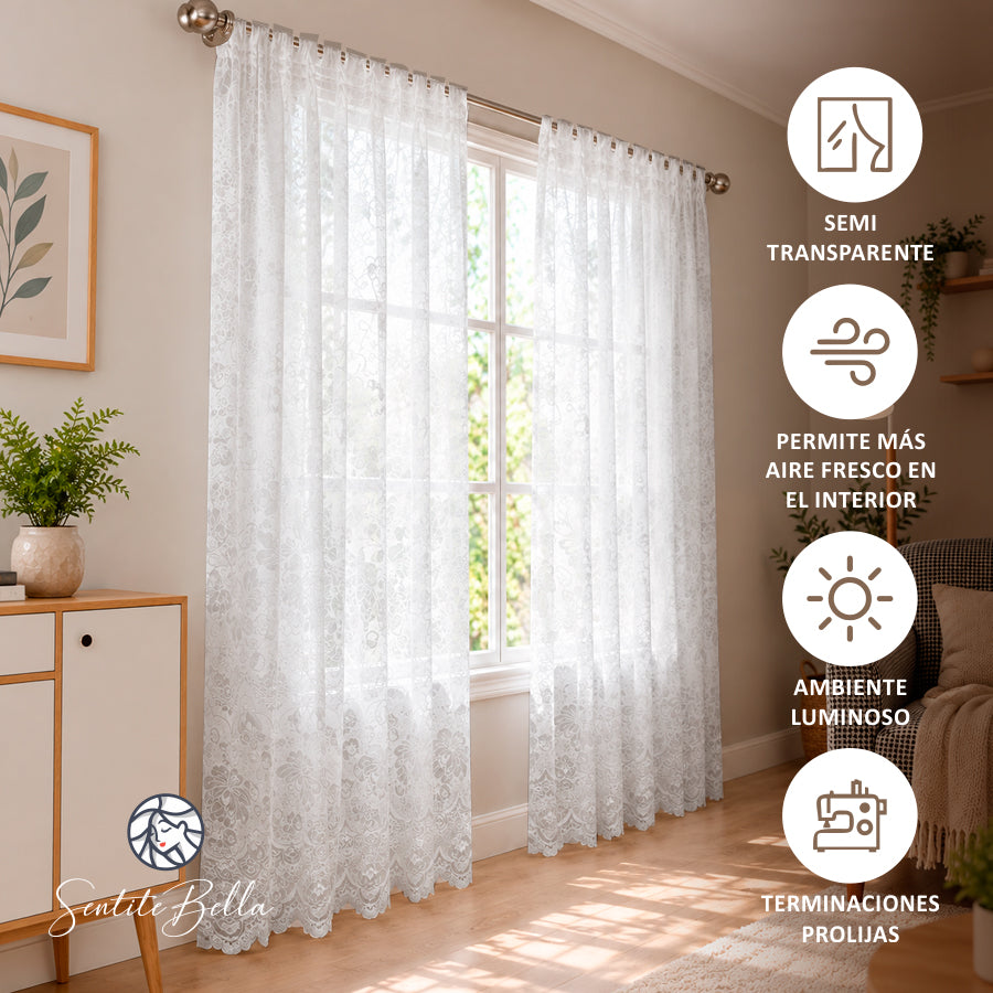Juego De 2 Cortinas En Tela Jacquard Hojas 150x210