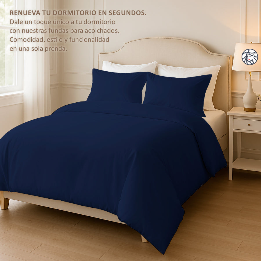 Funda Nordica para Acolchado + Funda Almohada - 2 Plazas Liso - VARIOS COLORES