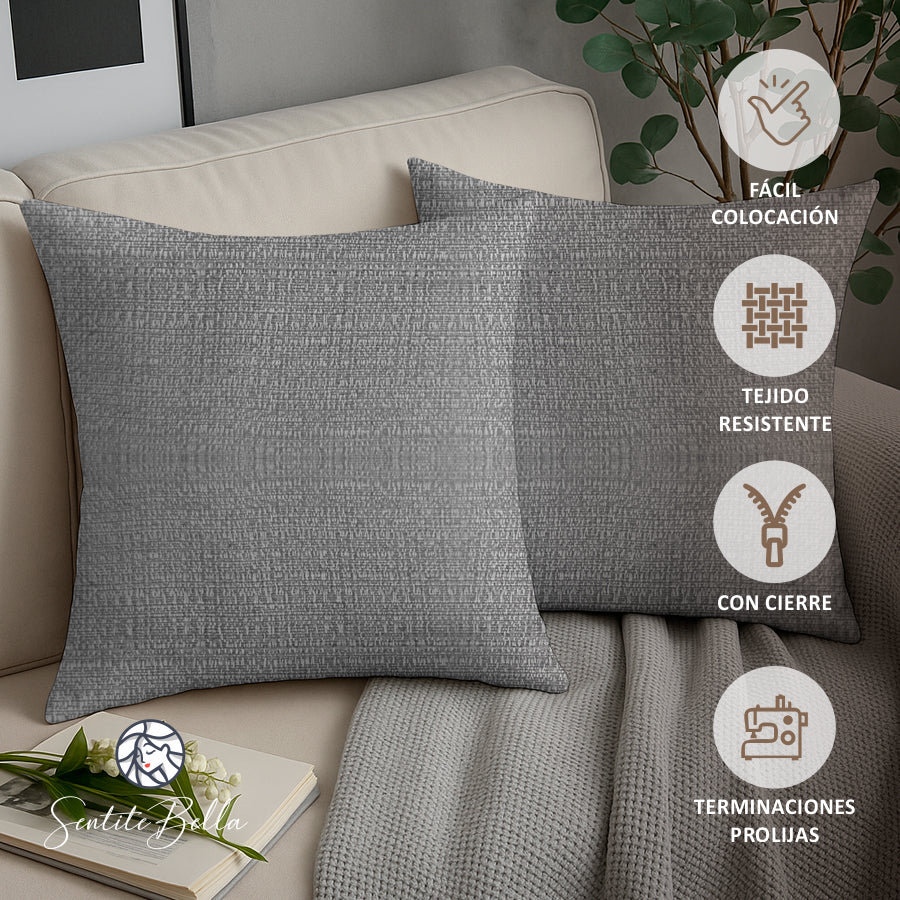 Set x 2 Funda para Almohadon Tela Rustica 50x50 cm