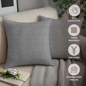 Set x 2 Funda para Almohadon Tela Rustica 50x50 cm
