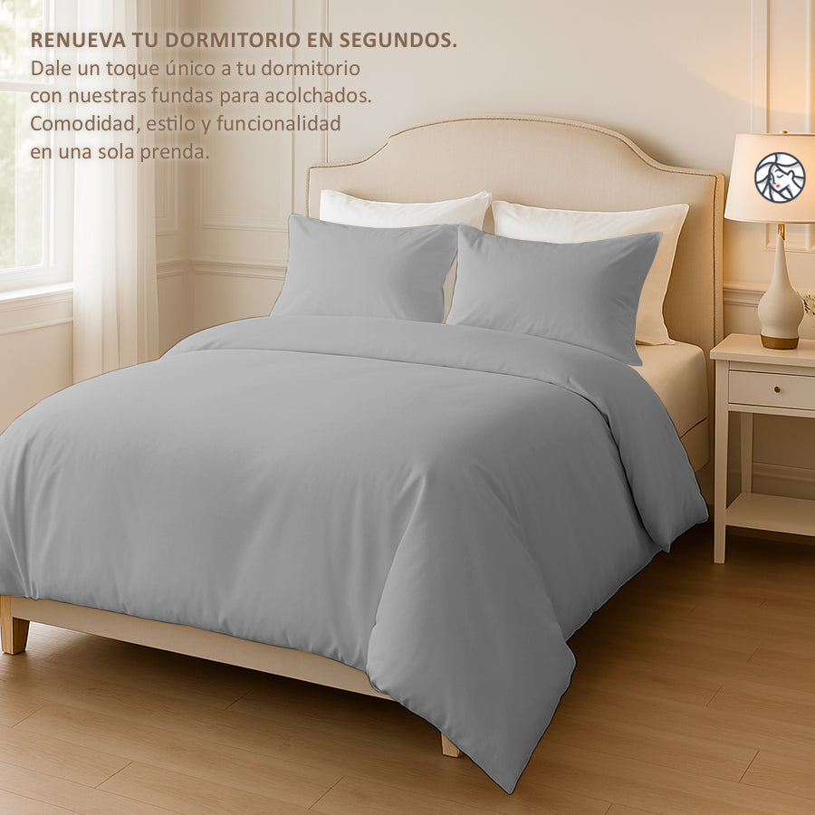 Funda Nordica para Acolchado + Funda Almohada - 2 Plazas Liso - VARIOS COLORES
