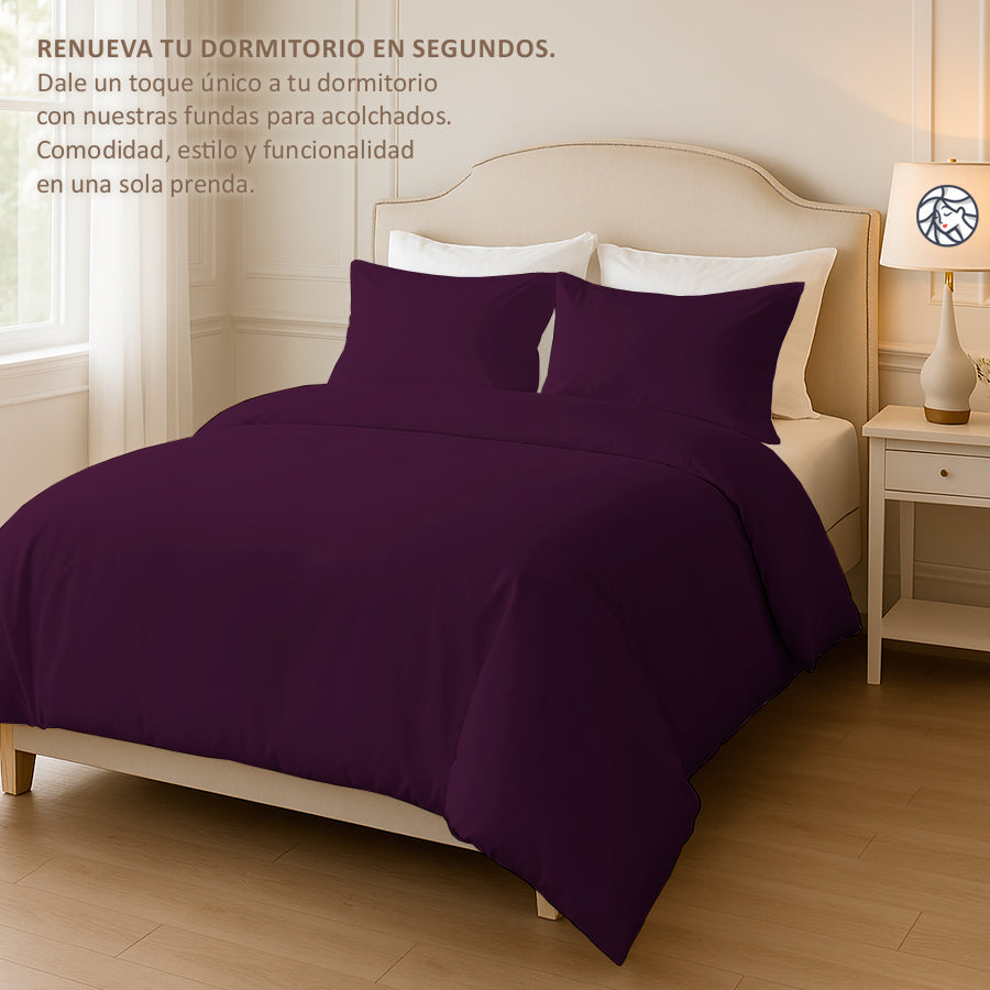 Funda Nordica para Acolchado + Funda Almohada - 2 Plazas Liso - VARIOS COLORES