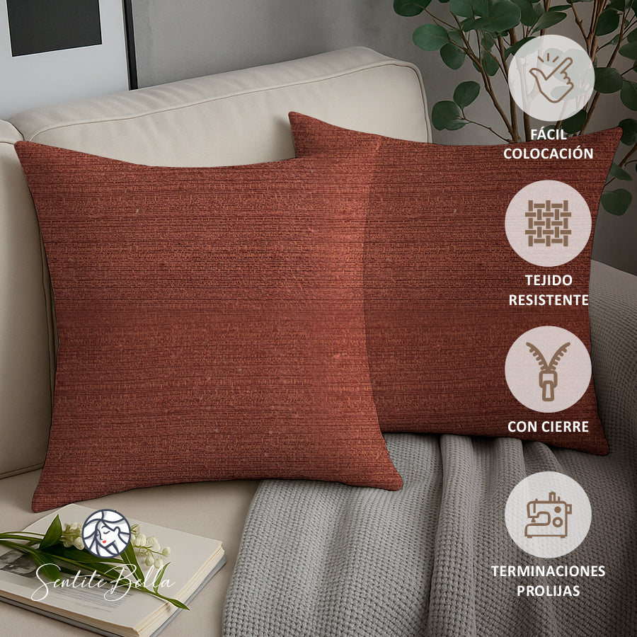 Set x 2 Funda para Almohadon Tela Rustica 60x60 cm