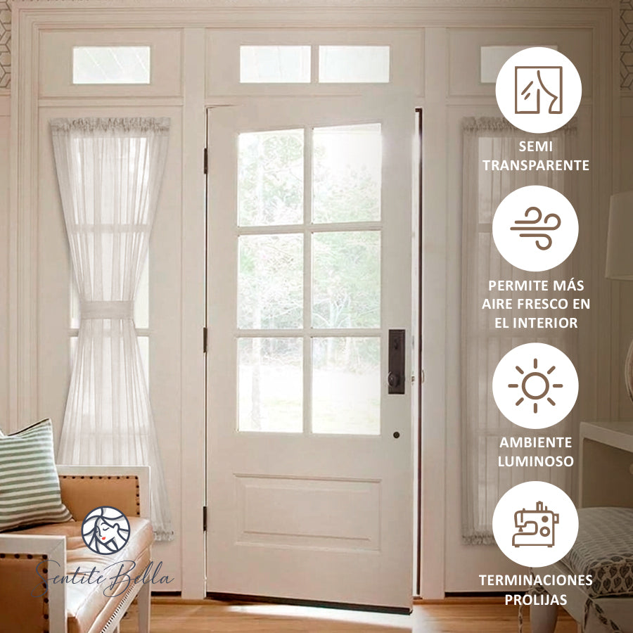 Juego Cortinas para Puerta Francesa en Tela VOILE - Varios Tamaños