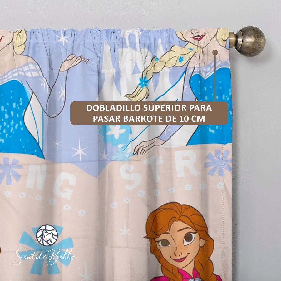 Juego De 2 Cortinas Infantil 150x210 / Diseño Frozen
