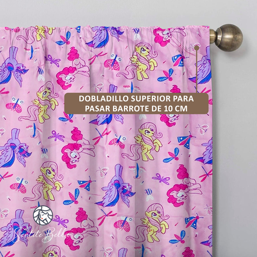 Juego De 2 Cortinas Infantil 150x210 / Diseño Mi Pequeño Pony