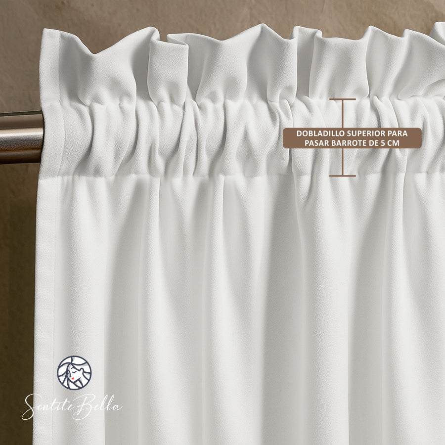 Juego Cortinas de Cocina Tela Panama Cuadrille 145x100 cm - Varios Colores