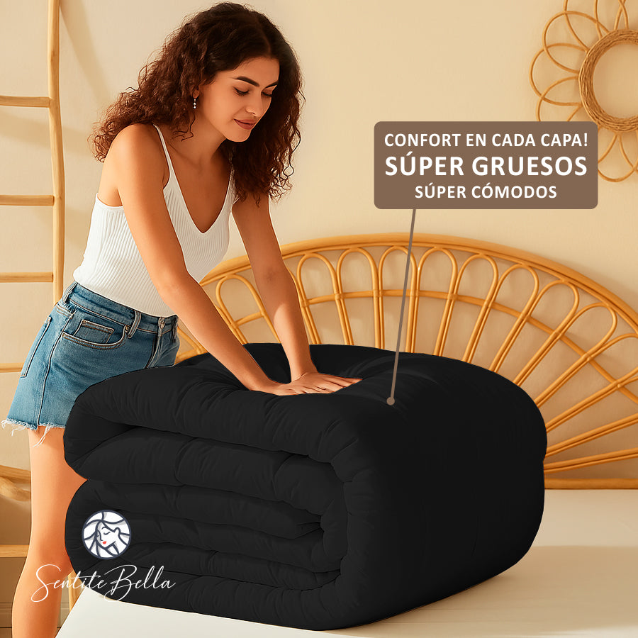 1 Plaza y Media Acolchado CORDERITO + Sabanas + Fundas Almohadas + REGALO Combo