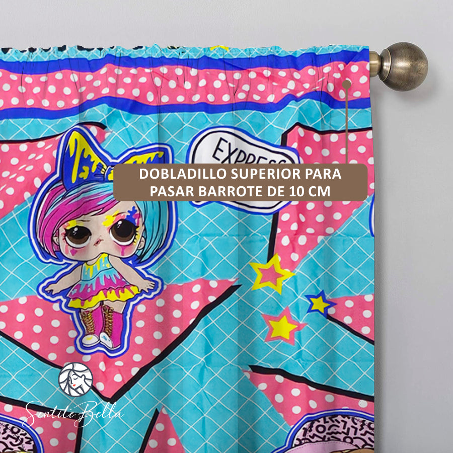 Juego De 2 Cortinas Infantil 150x210 / Diseño LOL